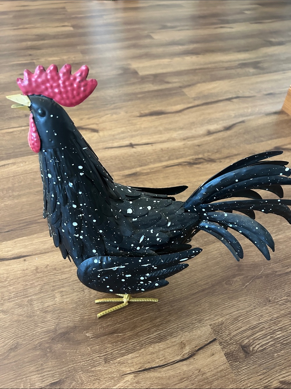 Black Speckled Rooster Figurine with Red Comb - Home Accents